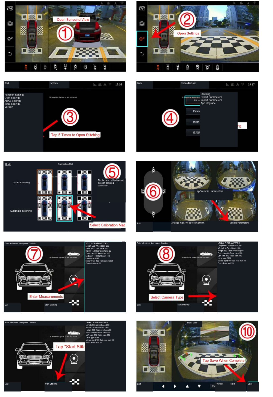 Complete automatic stitching workflow from opening settings to saving the result