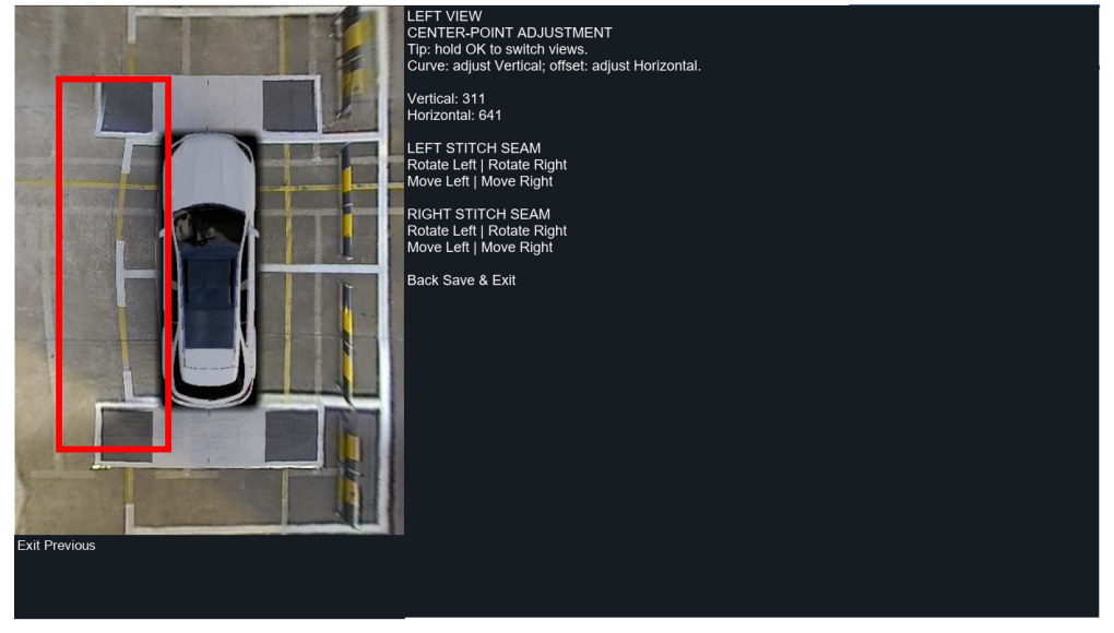 Advanced center-point screen showing vertical curvature adjustment