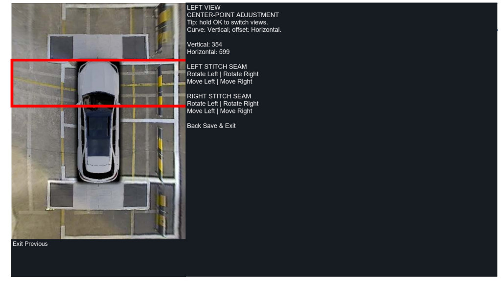 Horizontal adjustment used to level a non-parallel surround-view image